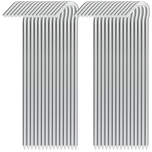 9 Inch Tent Stake Yard Inflatable Stakes Metal Tent Pegs Heavy Duty Ground Stake Fence Hooks Camping Spikes for Canopies, Tarp and Outdoor Christmas Decorations (30)