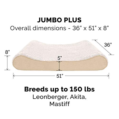 Furhaven Cooling Gel Dog Bed for Large Dogs w/ Removable Washable Cover, For Dogs Up to 150 lbs - Ultra Plush Faux Fur & Suede Luxe Lounger Contour Mattress - Cream, Jumbo Plus/XXL - color: Ultra Plush (Cream), size: Jumbo Plus