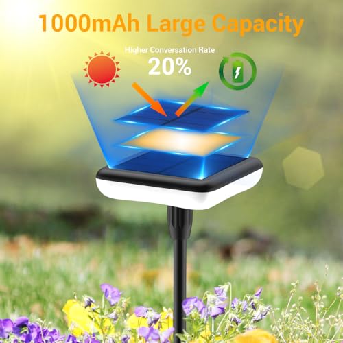 Solar Pathway Lights Outdoor 6 Pack Solar Powered Garden Lights 12H Long Lasting Auto On/Off Solar Swaying Light IP65 Waterproof for Planter Flowers Landscape Lighting Decoration Warm White - size: 6 Pack