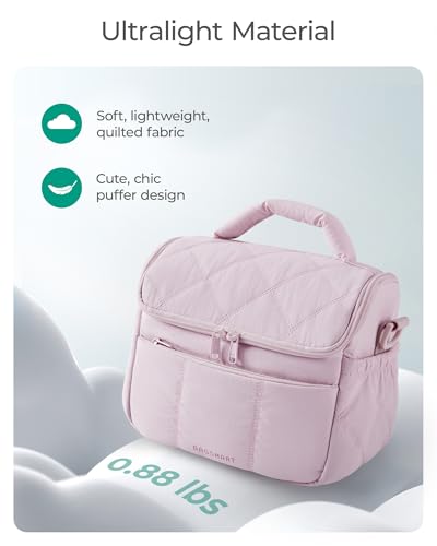 BAGSMART Insulated Lunch Bags for Women, Cute Quilted Lunch Box, Lightweight Puffy Padded Waterproof Lunch Tote, Reusable Lunch Cooler for Work Picnic Travel, Lavender Purple - color: Lavender Purple, size: Medium(normal)