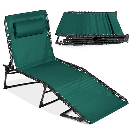 Best Choice Products Patio Chaise Lounge Chair, Portable Outdoor Folding Recliner for Lawn, w/ 8 Positions, Handles, 300lb Capacity - Forest Green - color: Forest Green