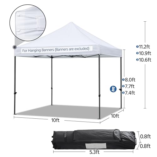 Yaheetech Canopy Tent, Commercial Instant Heavy Duty Canopy, 500D Waterproof Adjustable Canopy with Wheeled Carry Bag, 4 Sandbags and 4 Stakes (10x10, White) - color: White, size: 10x10