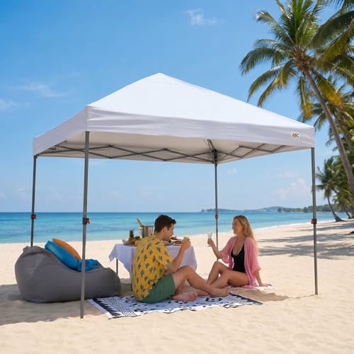 ABCCANOPY 10x10 Pop Up Canopy Tent, Easy Setup Instant Shelter with Wheeled Bag, Heavy Duty Outdoor Canopy for Beach, Market, Backyard, UV Protection, Outdoor Weather Protection (White, 10x10) - color: White, size: 10x10