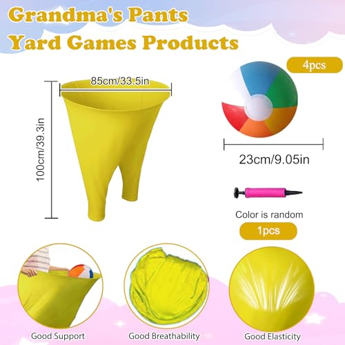 Granny Pants Yard Game Set Giant Outdoor Party Activity for Kids and Adults, Big Pants Ball Catching Set with 4 Balloons and Pump, Funny Lawn Activity, Ring Toss Games (Yellow) - color: Yellow