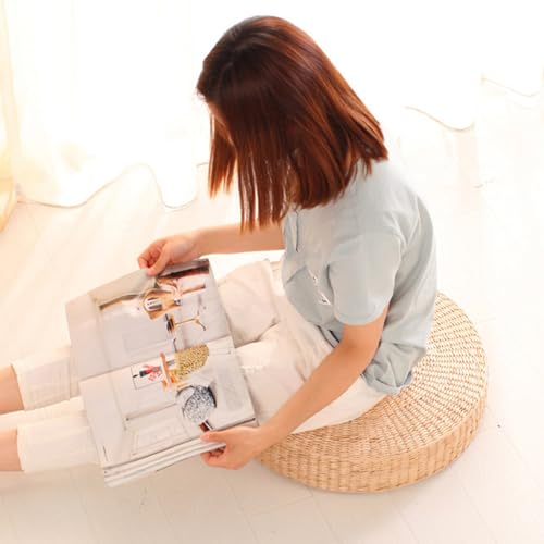 Tatami Floor Pillow Sitting Cushion Bigger Size,Round Padded Room Floor Straw Mat for Outdoor Seat Cushion Sitting for Adults, Tatami Pillow for Living Room,Fast Delivery from USA 40cm