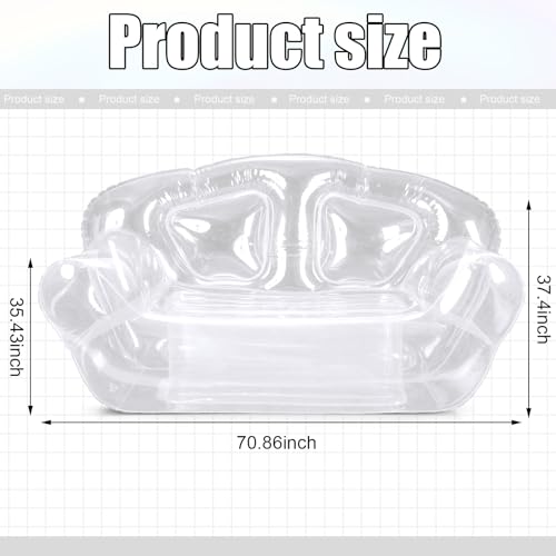 Kigley Inflatable Chair Blow Up Couches Transparent Inflatable Sofa Seat Yard Patio Portable Air Couch Furniture for Outdoor Indoor Camping Beach Room(Double Seat,Clear) - color: Clear