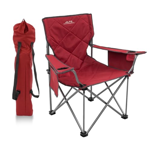 ALPS Mountaineering King Kong Camping Chairs for Adults with Mesh Cup Holders and Pockets, Built Durable and Reliable with Compact Foldable Steel Frame - color: Salsa/Charcoal