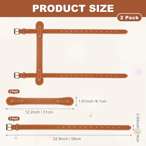 M METERXITY 2-Pack Outdoor Picnic Blanket Carry Strap, 22.8" Portable PU Leather Handle Belt Carrier for Camping/Picnics/Travel, Motorcycle Bedrolls Carrier [Brown] - color: Brown