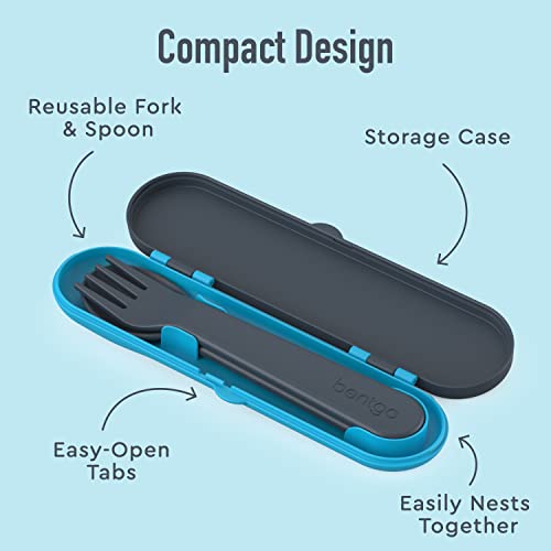 Bentgo Kids Utensil Set - Reusable Plastic Fork, Spoon & Storage Case - BPA-Free Materials, Easy-Grip Handles, Dishwasher Safe - Ideal for School Lunch, Travel, & Outdoors (Dinosaur) - color: Dino
