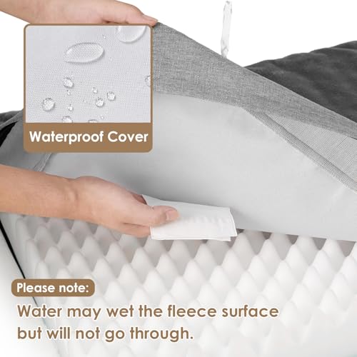 EHEYCIGA Orthopedic Dog Bed Waterproof 41"x27", Memory Foam Pet Bed for XLarged Dogs, Washable Pet Mat with Removable Cover, Grey - color: Grey, size: 41.0"L x 27.0"W x 3.0"Th