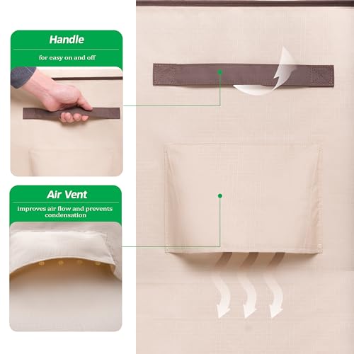 F&J Outdoors Heavy Duty Rip-stop Fabric UV Resistant Waterproof Large Patio Furniture Covers, 126"x83"x27.5" - color: Beige + Coffee, size: 126"(W)×83"(D)×27.5"(H)