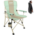 XGEAR Camping Chair with Padded Hard Armrest, Sturdy Folding Camp Chair with Cup Holder, Storage Pockets Carry Bag Included, Support to 400 lbs - color: 1-green