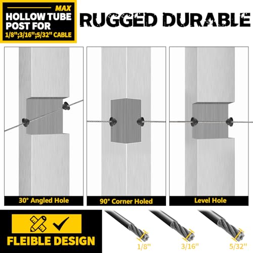 200Pack Cable Railing Rubber Gaommets,Deck Railing Gromemets for 1/8" 5/32" 3/16" Cables,Black Rubber Protector Sleeve for Level Metal Cable Railing Posts - size: Horizontal
