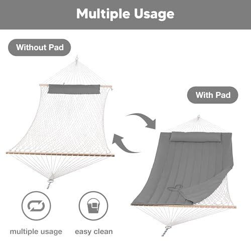 SUNCREAT 15 FT Hammocks for Outside, Two Person Hammock for Patio, Garden, Porch, Outdoor, Light Gray - color: Light Gray