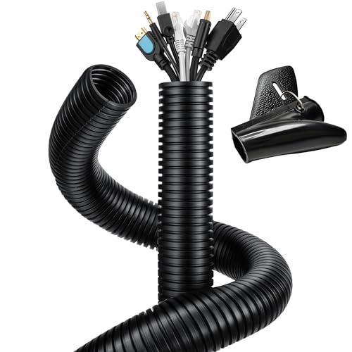 Wire Loom 1 inch 13ft, YCLYC Split Loom, Outdoor Cord Protector, Flexible Wire Conduit Automotive, Wire Protector Tubing, Black - color: Black, size: 1"-13ft