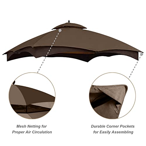ABCCANOPY Gazebo Replacement Canopy Top for Lowe's Allen Roth #GF-12S004B-1,Brown - color: Brown, size: Original Canopy