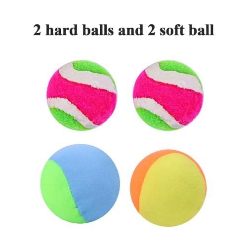 Cooraby Paddle Toss and Catch Ball Game 2 Set Toss and Catch Balls Game Suitable for Sports, Beach and Party Favor with Storage Bag, 4 Paddles and 4 Balls