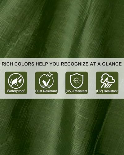 SmoothNovelty 6 Pcs Large Waterproof Tarp 6 x 8 ft Heavy Duty 5.5 Mil Thick Poly Tarpaulin with Grommets Multipurpose Protective Cover for Summer Home Boats Cars Camping Rv Pool Tent - color: Green,brown,black, size: 6 x 8 ft