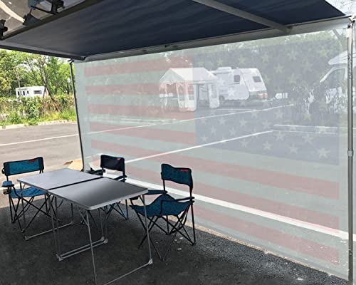 Tentproinc RV Awning Sun Shade Screen 7' X 13' 3'' (American Flag) Gray Mesh Sunshade Camper Trailer Awning Shade Screen UV Blocker Completed Kits - color: Flag-Gray, size: 7' x 13'3'' -Actual Measurement