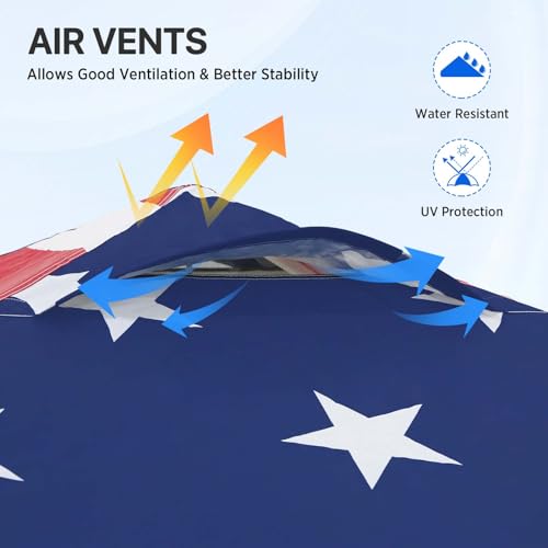 EAGLE PEAK Pop Up Canopy Tent with Wheeled Carry Bag, 8 Stakes, 4 Ropes, Easy Set Up Tent Canopy, 8x8 ft, American Flag - color: American Flag, size: 8x8