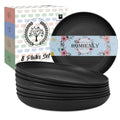 Homienly Wheat Straw Plates Set - 11 inch Reusable Large Dinner Plates Set of 8, Lightweight Unbreakable Salad Plates, Microwave and Dishwasher Safe Plates, Deep Plates for Dinner, Camping - Black - color: Black, size: 11 inch