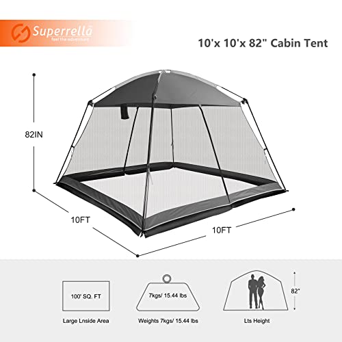 Screen House 10x10 Ft Square Camping Canopy Tent Sun Shade Gazebo Shelter Perfect for Outdoor Activities, Shale Gray - color: Shale Gray-10x10 FT
