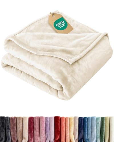 Ultra Soft Fleece Blanket Twin Size - Flannel Fleece Luxury Twin Blanket - Lightweight for Couch Bed Chair - Thick, Warm and Breathable - All Season Cozy Fuzzy, Anti-Static Microplush Bedding, Cream - color: 01 - Cream, size: Twin (60" x 80")
