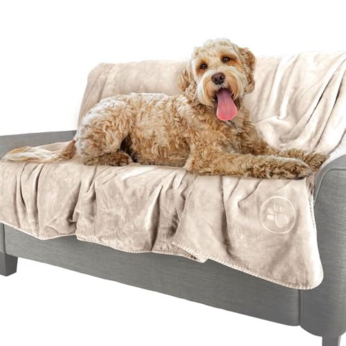 PETMAKER Dog Blanket - 60x80in Reversible Sherpa Blanket - Throw Blankets for Bed, Couch, Crate, or Car - Machine Washable Puppy Essentials (Cream) - color: Cream, size: Large