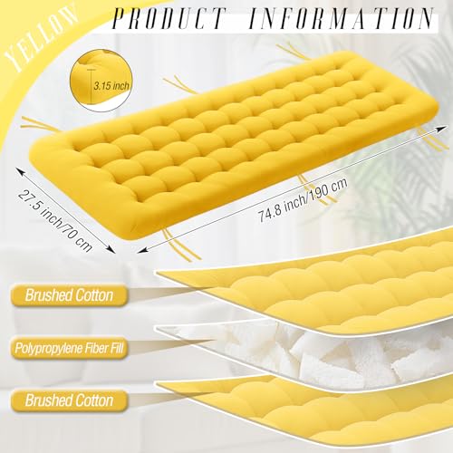 Vercraft Long Floor Cushion Large Floor Cushion with Brushed Cotton 74.8 x 27.5 x 3.15 in Jumbo Lounger Pillow for Outdoor Indoor Bay Window Meditation Yoga Reading Sleeping(1 Pc,Yellow) - color: Yellow