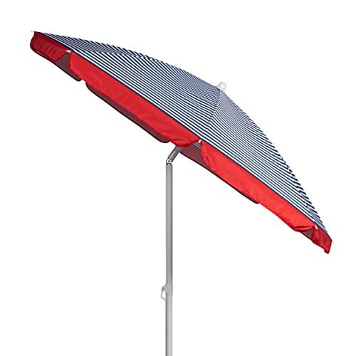 PICNIC TIME 5.5 Ft Portable Beach Umbrella, Lightweight UV Protection Sunshade with Tilt Pole & Carry Bag, Outdoor Canopy Umbrella for Beach, Sand, Pool, Patio, Camping, Travel, or Backyard Shade, (Blue Pinstripe Pattern) - color: Blue Pinstripe Pattern