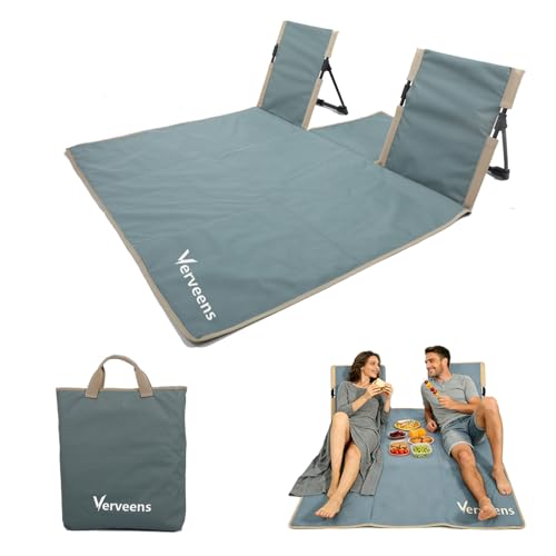 2-Person Portable Beach Lounge Chair with Carry Bag - Lightweight Outdoor Picnic Mat with Back Support for Beach Picnic Concerts Camping & Park (Light Blue) - color: Light Blue