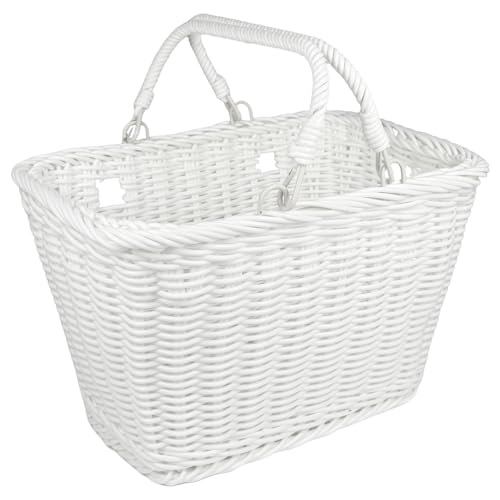 Wicker Picnic Basket for Kids, Small Woven Rattan Basket with Handles White Garden Harvest Hamper Basket Empty for Storage Toy Flower Wedding - color: White