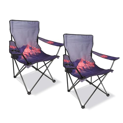 Northroad 2 Pack Camping Chairs Portable Camp Chairs, Folding Lawn Chairs with Cup Holder for Outdoor Camping, Hiking, Travel, Patio, Beach, Picnics - color: Grey&purple