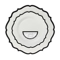 PLASTICPRO 32 Pack Elegant Disposable Plastic Plates Combo Set Includes 16 Dinner Plates and 16 Salad Plate Heavy Duty Fancy Party Plates White & Black Contemporary Design - color: White & Black Contemporary