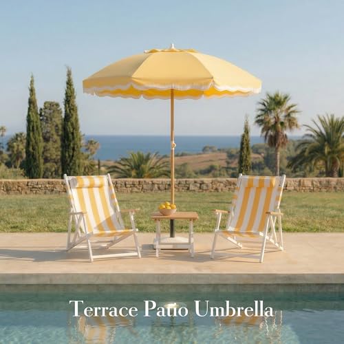 6FT Patio Beach Umbrella for Outdoor, UPF 50+ Sun Shade for Patio, Backyard, Garden, Pool and Beach, Tilt Adjustable, Portable, Harbour Mimosa - color: Harbour Mimosa