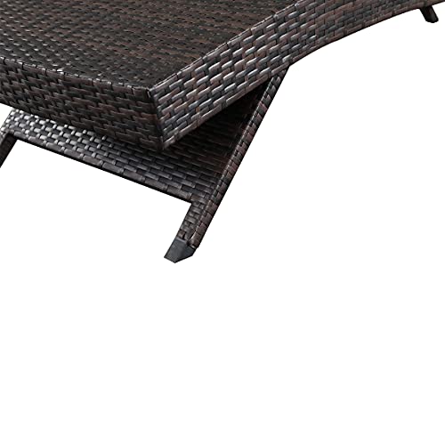 79'' Long Reclining Chaise Lounge Set (Set of 3), Outdoor Wicker Reclining Lounge Chair Patio Rattan Double Chaise Lounge Lawn Sunbathing Chairs Beach Pool Backrest Recliners (Set of 3) - color: 3 Chairs