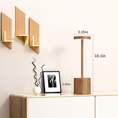 SAKRINGT 2 Pack Cordless Table Lamp Rechargeable,5000mAh Battery Operated Portable LED Table Light,Dimming Desk Lamp for Patio/Restaurant/Outdoor - color: Bamboo