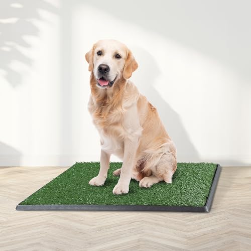 Artificial Grass Puppy Pee Pad for Dogs and Small Pets - 20x30 Inch, Reusable 4-Layer Turf Pads for Dogs with Tray - Indoor and Outdoor Fake Grass Potty Pet Supplies by PETMAKER - size: Large 4-layer System