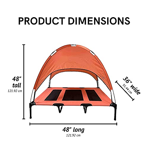 Midlee Salmon Dog Cot with Canopy (36" x 48") - size: 36" x 48"