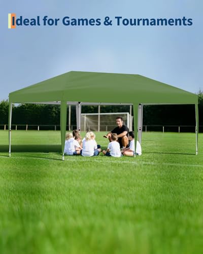 10X20 Pop Up Canopy Tent with 6 Sidewalls – Heavy Duty Commercial Instant Shelter, One-Person Quick Setup Outdoor Party Tent, Water-Resistant & Portable, Green - color: Green