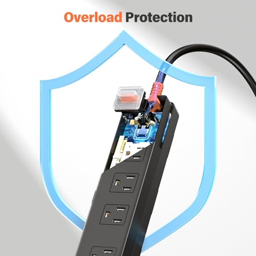 Outdoor Power Strip Weatherproof, IPX6 Waterproof Surge Protector with 4 Wide Outlets,1625W/13A Overload Protection Switch, 6FT Extension Cord, Wall Mountable for Indoor Outdoor, UL FCC Listed - size: 6FT, style: 4AC