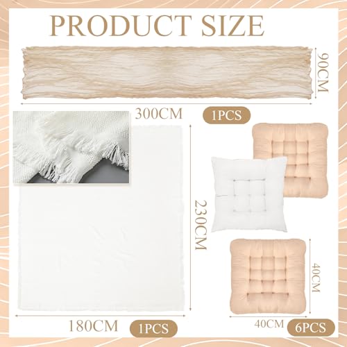 Extra Large Outdoor Picnic Blanket with Table Runner and Floor Pillow Cushion for Picnic Wedding Birthday Baby Shower Backyard Decor (91 x 71'',Brownish Beige,Light Camel, Light Beige,8 Pcs) - color: Brownish Beige,light Camel, Light Beige