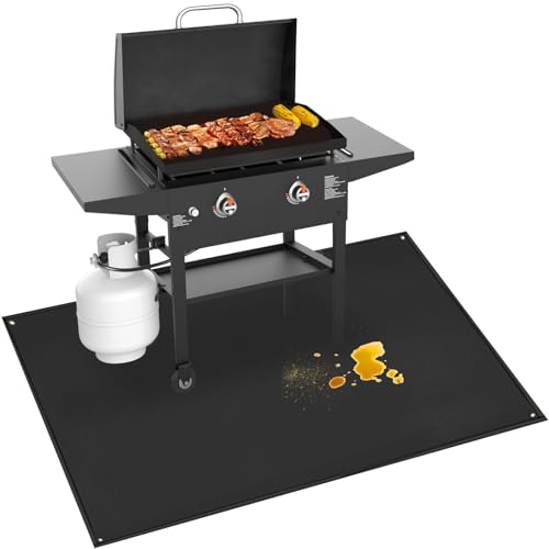 TOHONFOO 70 x 48 in Under Grill Mat Compatible with Blackstone 28in & 36in Griddle - Fireproof BBQ Mats for Grilling to Protect the Deck, Patio, Pavers - Griddle Mat Compatible with Blackstone - 1mm - color: Black, size: 70x48x0.04in