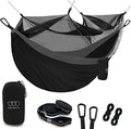 Gold Armour Camping Hammock - Camping Essentials, Double Hammock with Bug Net, Camping Gear Hammock for Outside, Hiking, and Travel (Black & Gray) - color: Black & Gray