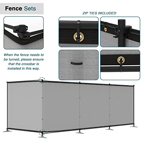 ECOOPTS 6'H x 24'L Privacy Fence Set with Poles and Rails Ground Spikes Fence Kit for Pool Patio Garden Yard (Light Gray) - color: Light Gray, size: 0 6'Hx24'L