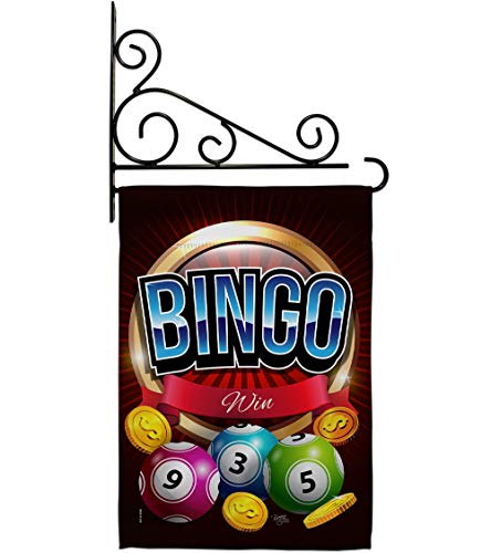 Bingo Win Garden Flag Set Wall Holder Interests Game Bunco Night Dice Poker Hobbies Leisure Activity Small Decorative Gift Yard House Banner Double-Sided Made In USA 13 X 18.5 - size: Garden Flag Set 13"x 18.5" w/ Wall Holder