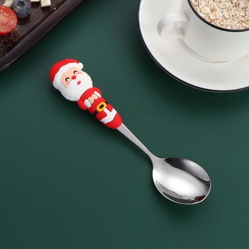 Christmas Utensil Set | Reusable Portable Cutlery Set | Stainless Steel Knife Fork Spoons Gift Box | Includes Themed Utensils (Tree/Santa/Deer/Snowman) | Ideal Christmas Gift - color: Christmas Design-Sliver