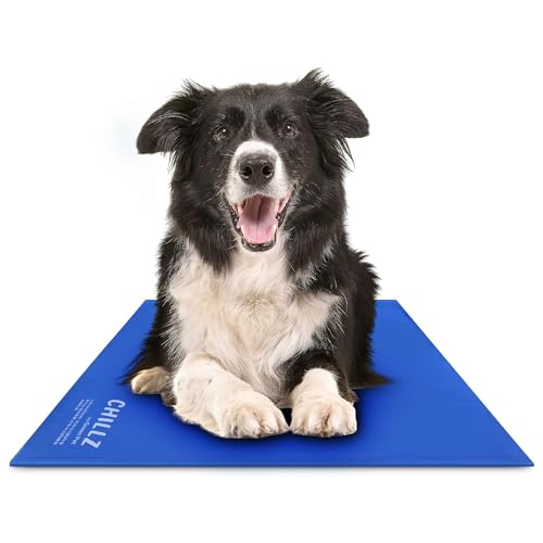 The Green Pet Shop Chillz Gel Mat, Large - Pressure-Activated Cooling Pad for Pets 25-50 lbs - Non-Toxic, No Water or Refrigeration Needed - Ideal for Home, Travel & Crates - size: L