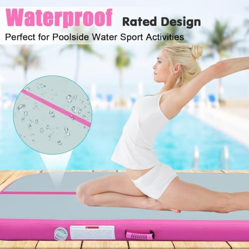 Air Tumble Track Mat 6.6ft 10ft 13ft 16ft 20ft Inflatable Gymnastics Tumbling Mat with Air Pump for Kids Adults, 4/8 inch Thick Gymnastic Mats for Home Use Gym Outdoor Cheerleading Training - size: 6.6FTx3.3FTx4IN