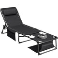 Flamaker Face Down Chaise Lounge Chair 5-Position Adjustable Sunbathing, Foldable Tanning Chair with Face& Arm Holes, Outdoor Recliner Chair for Pool, Beach, Patio, Lawn (Black, 1 Pcs) - color: Black, style: Sauna, 1 Pcs